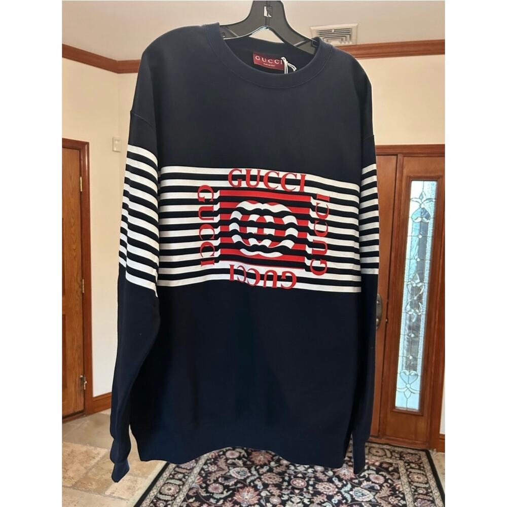 Men's Gucci logo print 100% cotton sweatshirt size XXL made in Italy